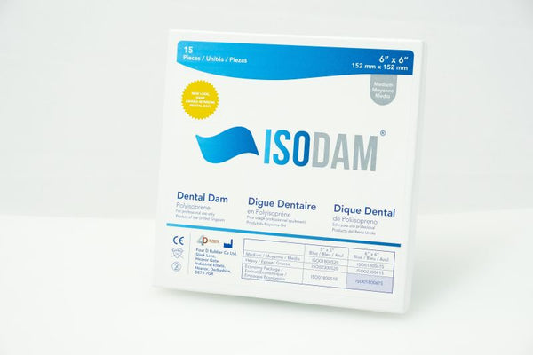 4D Rubber, Dental Dam, ISODAM, Non-Latex, 6 "X 6", Blue, Medium, 15/Box