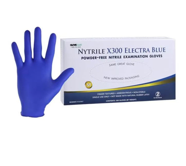 Nytrile X300 Exam Gloves Electra Blue Non-Sterile (NDECC Exam) (300/box)